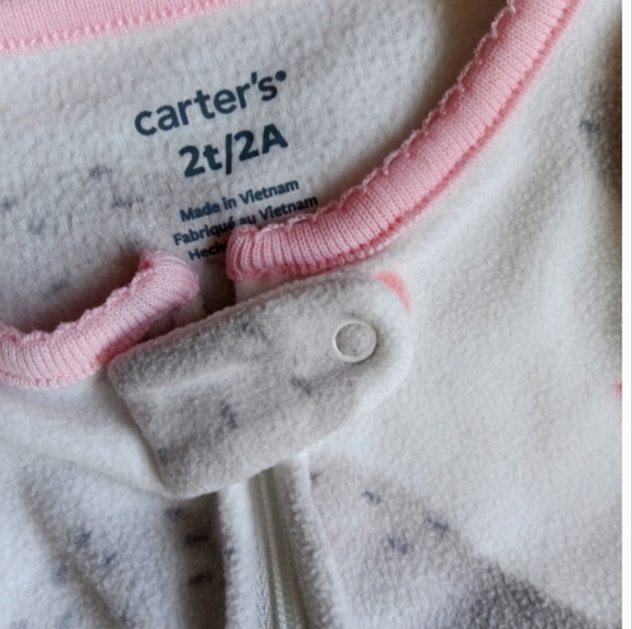 Carter's Fleece Pink and Gray Hedgehog Feet Pajamas - Picture 2 of 4